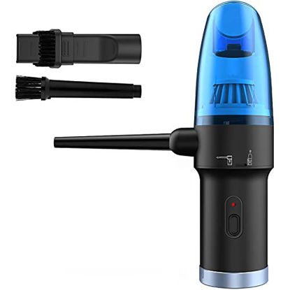 Picture of Koonie Air Blower & Vacuum 2-in-1, Powerful 60000RPM / 8000PA Compressed Air Duster, 2 Speeds,Mini Cordless Vacuum Cleaner for Computer Keyboard Camera PC Car,Rechargeable Electric Air Duster, Blue