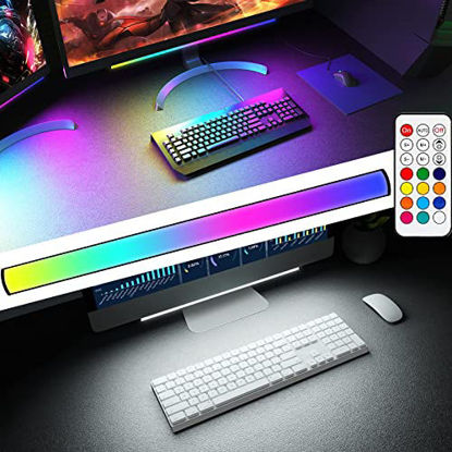 Picture of ABCidy Under Monitor Light Bar, RGBIC Screenbar Light Desk Lamp Computer, Dimmable LED with Dynamic Rainbow Effect, Gaming USB Powered, Remote Control Color Changing, Adjustable Brightness and Speed