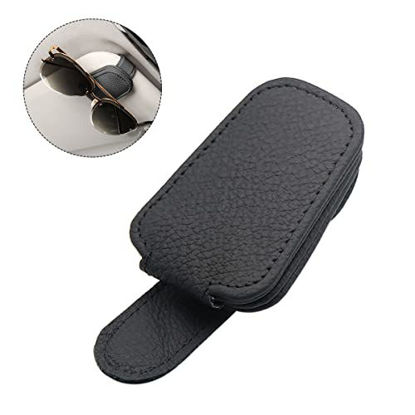 Picture of Fekey&JF Magnetic Leather Sunglasses Holder for Car Sun Visor, Eyeglass Hanger Clip for Car, Sunglasses Organizer Storage, Car Interior Accessories (Black)