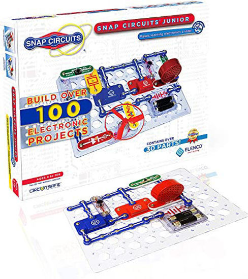 Picture of Elenco Snap Circuits Jr. SC-100 Electronics Exploration Kit, Over 100 Projects, Full Color Project Manual, 30 + Snap Circuits Parts, STEM Educational Toy for Kids 8 + , Black