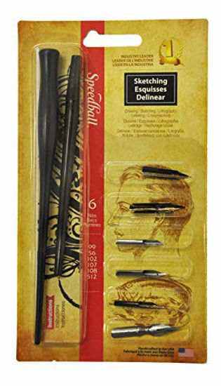 GetUSCart- Speedball Sketching Pen Set - 2 Penholders W/ 6 Pen Tips