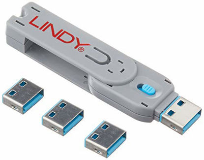 Picture of Lindy USB Port Blocker - Pack of 4, Blue (40452)