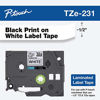 Picture of Brother Genuine P-touch TZE-231 Tape, 1/2" (0.47") Wide Standard Laminated Tape, Black on white, Laminated for Indoor or Outdoor Use, Water-Resistant, 0.47" x 26.2' (12mm x 8M), TZE231