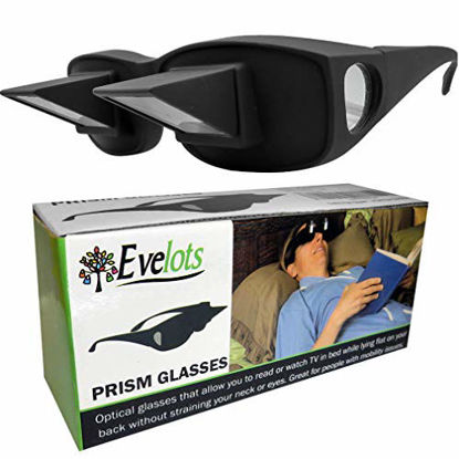 Picture of Evelots Bed Prism Glasses-Read/Watch TV Lying Down-Use Over Your Glasses-90 Degree Glasses-Lazy Spectacles Horizontal Glasses-High Definition-Clear & Bright Image-Unisex