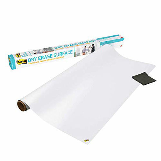 Picture of Post-it Dry Erase Whiteboard Film Surface for Walls, Doors, Tables, Chalkboards, Whiteboards, and More, Removable, Stain-Proof, Easy Installation, 4 ft x 3 ft Roll (DEF4X3)