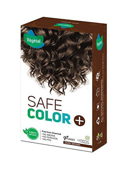 Picture of Vegetal Safe Hair Color -Dark Brown 100g. - Certified Organic Chemical and Allergy Free Bio Natural Hair Colour with No Ammonia Formula for Men and Women