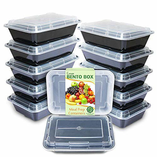 Picture of Enther Meal Prep Containers Single Lids Food Storage Bento BPA Free | Stackable | Reusable Lunch Boxes, Microwave/Dishwasher/Freezer Safe Portion Control (28 oz), 12 Pack 1 Compartment