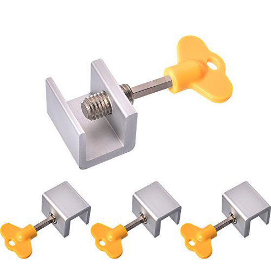 Picture of Sliding Window Locks Window Stoppers Aluminum Alloy Adjustable Window Security Safety Locks garage Door Frame Child Proof Security Lock with Keys for Bedroom Home and Office (4 Sets)