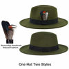 Picture of FADACHY Classic Fedora Hat for Men & Women Wide Brim Felt Hat Panama Dress Hat Olive Green Fedora