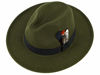 Picture of FADACHY Classic Fedora Hat for Men & Women Wide Brim Felt Hat Panama Dress Hat Olive Green Fedora