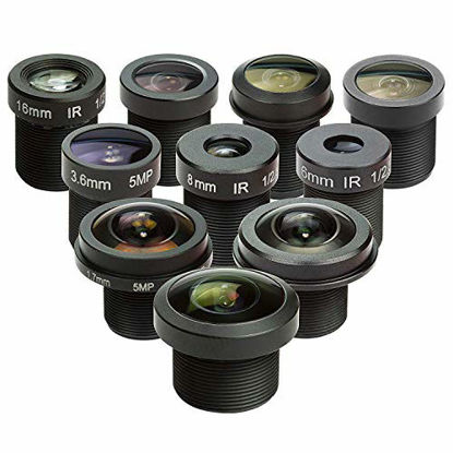 Picture of Arducam M12 Lens Set, Lens for Raspberry Pi Camera (1/4") and Arduino, Telephoto, Macro, Wide Angle, Fisheye Lens Kit (10°- 200°) with M12 Lens Holder and Cleaning Cloth, Optical All-in-One