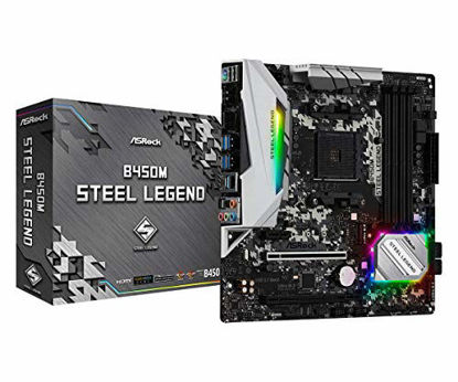 Picture of ASRock B450M STEEL LEGEND Socket AM4/ AMD Promontory B450/ DDR4/ Quad CrossFireX/ SATA3&USB3.1/ M.2/ A&GbE/ MicroATX Motherboard