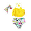 Picture of Infant Baby Girl Bikini Swimsuit Toddler Bathing Suit Tassels Floral Bird Bowknot Swimwear Summer Outfits Set (Yellow, 18-24 Months)