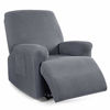 Picture of Recliner Cover 4-Pieces, TAOCOCO Recliner Stretch Sofa Slipcover Recliner Cover 1 Seater Couch Protector Soft Furniture Protector Covers with Elastic Chair Covers Jacquard Pattern (Grey)