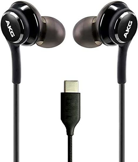 Picture of OEM UrbanX 2021 Stereo Headphones for Samsung Galaxy S20 5G Braided Cable - Designed by AKG - with Microphone (Black) USB-C Connector (US Version with Warranty)