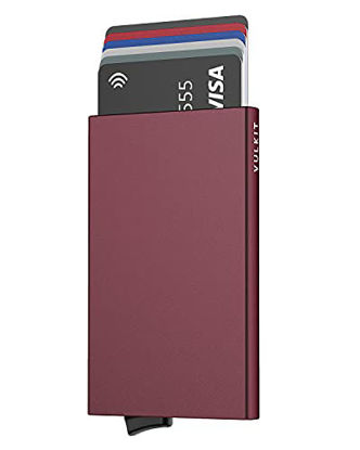 Picture of Pop Up Wallet, Slim Minimalist Credit Card Holder For Men and Women RFID Blocking Mini Metal Case Wine