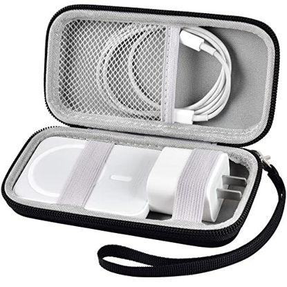 Picture of Case Compatible with Apple MagSafe Charger Battery Pack, Holder for Mag Safe Magnetic Power Bank for iPhone 12, Storage with Strap & Mesh Pocket for 20W USB-C Power Adapter and Cable (Case Only)