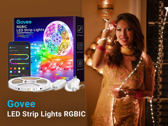 GetUSCart- Govee LED Strip Lights RGBIC, 16.4FT Bluetooth Color Changing  Rainbow LED Lights, APP Control with Segmented Control Smart Color Picking,  Multicolor LED Music Lights for Bedroom, Room, Kitchen, Party