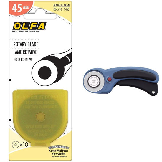 Rotary Cutter (45mm) with Ergonomic Handle in Pacific Blue by Olfa