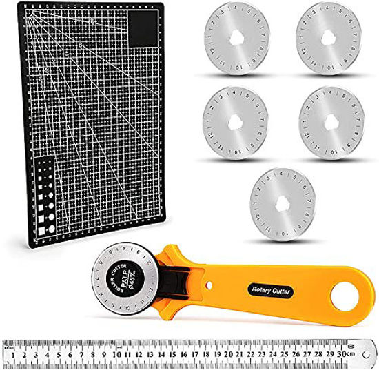 45mm Rotary Cutter with 5pcs Blades For Sewing Quilting Fabric and Arts &  Crafts