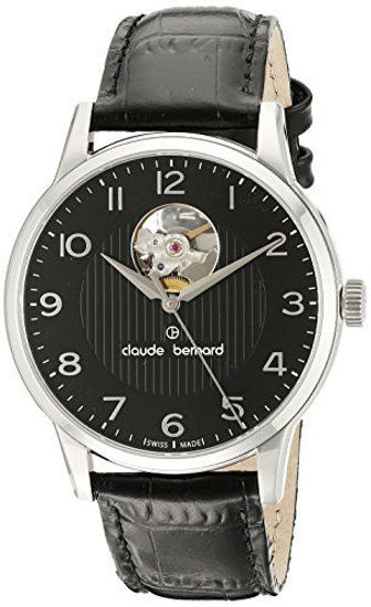 Picture of Claude Bernard Men's 85017 3 NBN Automatic Open Heart Analog Display Swiss Automatic Black Watch