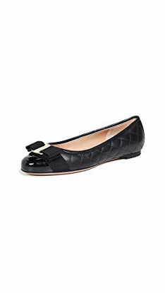 Picture of SALVATORE FERRAGAMO Women's Varina Quilted Flats, Nero, Black, 8 Medium US