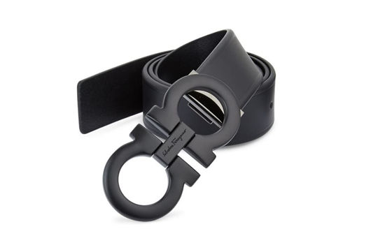 Picture of SALVATORE FERRAGAMO Men's Black Leather Belt with Black Matte Buckle (105)