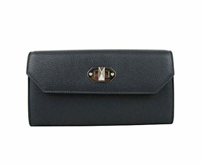 Picture of Alexander McQueen Women's Dark Blue Leather Continental Wallet 492594 4006