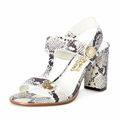 Picture of SALVATORE FERRAGAMO Women's EdictP Snake Skin Leather High Heel Sandals Shoes Sz US 7.5C IT 37.5C Gray/Beige