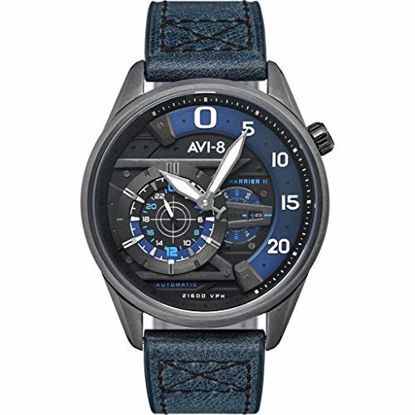 Picture of Men's Hawker Harrier Ace of Spades Automatic Midnight Navy with Blue Genuine Leather Strap Watch 45mm - AV-4070-02