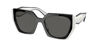 Picture of Prada PR15WS 09Q5S0 54MM Black/Talc / Dark Grey Rectangle Sunglasses for Women + BUNDLE With Designer iWear Complimentary Eyewear Kit