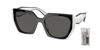 Picture of Prada PR15WS 09Q5S0 54MM Black/Talc / Dark Grey Rectangle Sunglasses for Women + BUNDLE With Designer iWear Complimentary Eyewear Kit