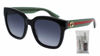 Picture of Gucci GG0034S 002 54M Black/Green/Grey Gradient Square Sunglasses For Men For Women+ BUNDLE with Designer iWear Complimentary Eyewear Care Kit