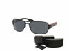 Picture of Prada PS53NS 1BO5Z1 65M Demi-Shiny Black/Grey Polarized Rectangle Sunglasses For Men+FREE Complimentary Eyewear Care Kit