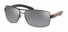 Picture of Prada PS54IS 1AB2F2 65M Black/Grey Mirror Silver Gradient Polarized Rectangle Sunglasses For Men+FREE Complimentary Eyewear Care Kit