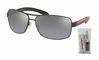 Picture of Prada PS54IS 1AB2F2 65M Black/Grey Mirror Silver Gradient Polarized Rectangle Sunglasses For Men+FREE Complimentary Eyewear Care Kit