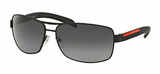 Picture of Prada PS54IS DG05W1 65M Black Rubber/Grey Polarized Rectangle Sunglasses For Men+FREE Complimentary Eyewear Care Kit