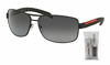 Picture of Prada PS54IS DG05W1 65M Black Rubber/Grey Polarized Rectangle Sunglasses For Men+FREE Complimentary Eyewear Care Kit