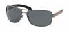 Picture of Prada PS54IS 5AV5Z1 65M Gunmetal/Grey Polarized Rectangle Sunglasses For Men+ BUNDLE With Designer iWear Complimentary Eyewear Kit