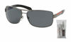 Picture of Prada PS54IS 5AV5Z1 65M Gunmetal/Grey Polarized Rectangle Sunglasses For Men+ BUNDLE With Designer iWear Complimentary Eyewear Kit