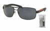 Picture of Prada PS54IS DG05Z1 65M Black Rubber/Grey Polarized Rectangle Sunglasses For Men+ BUNDLE With Designer iWear Complimentary Eyewear Kit