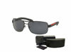 Picture of Prada PS54IS DG05Z1 65M Black Rubber/Grey Polarized Rectangle Sunglasses For Men+ BUNDLE With Designer iWear Complimentary Eyewear Kit