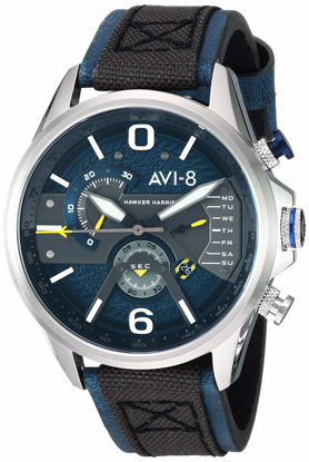 Picture of AVI-8 Men's 'Hawker Harrier II' Quartz Stainless Steel and Leather Aviator Watch, Color:Blue (Model: AV-4056-01)