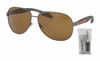 Picture of Prada PS53PS LIFESTYLE 5AV5Y1 62M Gunmetal/Brown Polarized Pilot Sunglasses For Men+FREE Complimentary Eyewear Care Kit