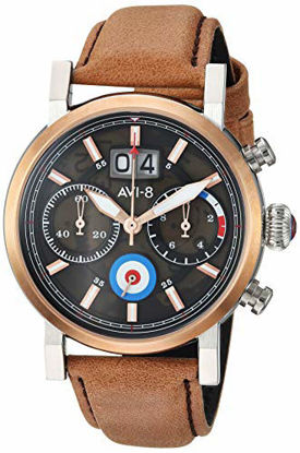 Picture of AVI-8 Men's 'Hawker Hurricane' Quartz Stainless Steel and Leather Casual Watch, Color:Brown (Model: AV-4062-02)