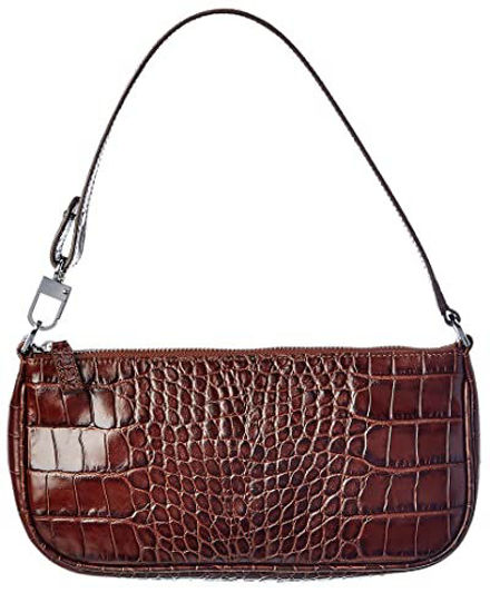 BY FAR Mini Croco Embossed Leather Bag - Nutella