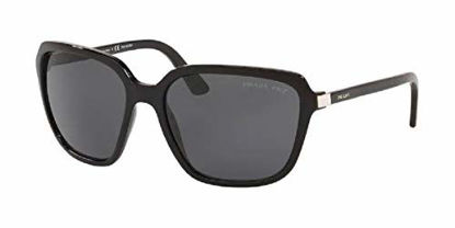 Picture of Prada PR10VS HERITAGE 1AB5Z1 58M Black/Grey Polarized Pillow Sunglasses For Women+FREE Complimentary Eyewear Care Kit