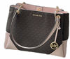 Picture of Michael Kors Women's Nicole Large Shoulder Bag Tote Purse Handbag (Brown/Powder Blush)