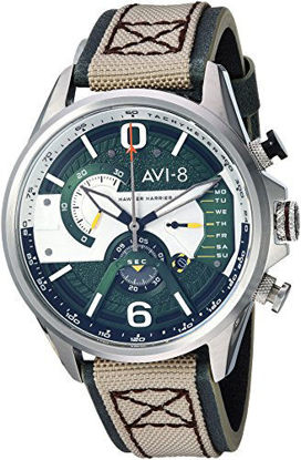 Picture of AVI-8 Men's Hawker Harrier II Stainless Steel Japanese-Quartz Aviator Watch with Leather Strap, Beige, 22 (Model: AV-4056-02)