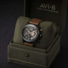 Picture of AVI-8 Mens 45mm Hawker Harrier Matador Chronograph Bronze Carbon Japanese Quartz Pilot Watch with Genuine Leather Strap AV-4065-03